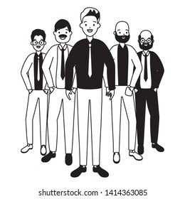 group people men avatars diversity vector illustration