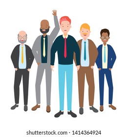group people men avatars diversity vector illustration