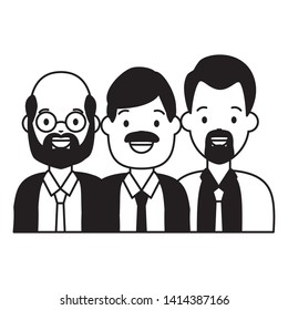 group people men avatars diversity vector illustration