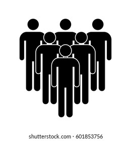 Group of people, group of men, black isolated icon, vector illustration.