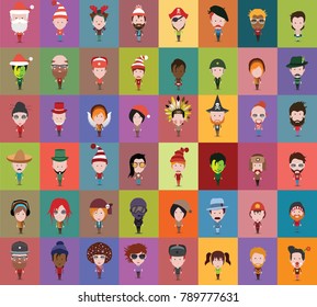 Group people men and women Vector avatar icons.