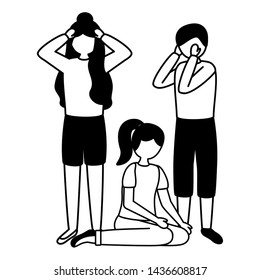 group people mental disorder psychological depressed vector illustration