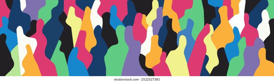 Group of people modern society creative abstract silhouettes  multicolor vector background