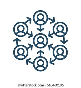 Group of People and Network Sign vector icon in meaning Networking