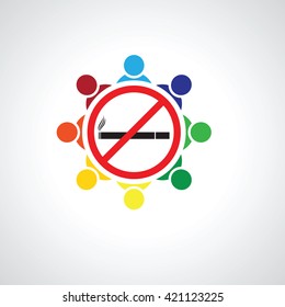 group people no smoking.