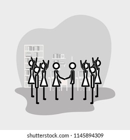 group of people in the office linear figures