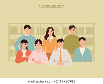 Grupo de personas en la ilustración de vector de oficina en estilo plano