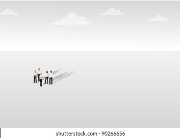 Group of people on empty withe background