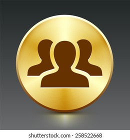 Group of People on Gold Round Button