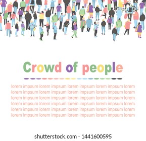 Group of people on white background. Crowd of walking people vector background