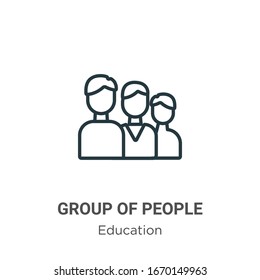 Icono de vector de contorno de grupo de personas. Icono de grupo negro de personas de línea delgada, ilustración de elemento simple vector plano del concepto de educación editable trazo aislado sobre fondo blanco