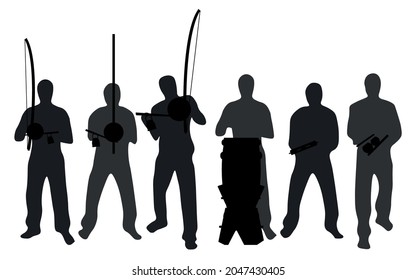 Group of people playing capoeira music with instruments, berimbau, pandeiro, atabaque. Vector illustration for web, events, flyers, banners, cloths.