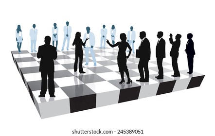 Group of people is playing the strategic business game