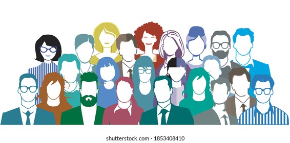 Retrato de grupo de personas, grupo de equipo - ilustración vectorial