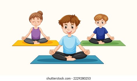 Group of people practicing yoga illustration