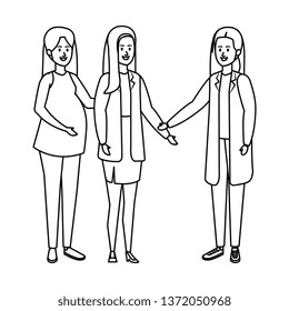group people with pregnancy woman