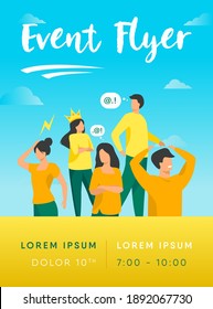 Grupo de personas con comportamiento problemático. Arrogante, enojado, aburrido, egoísta, orgulloso hombre y mujer fallando en la comunicación. Ilustración de vectores para la sociedad, concepto de habilidades sociales