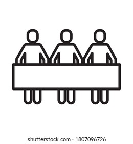 group of people protesting with banner line style icon vector illustration design