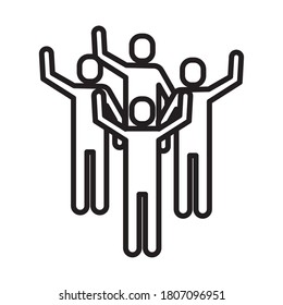grupo de personas protestando con diseño de ilustración vectorial de estilo de línea manos arriba