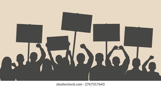 A group of people are protesting with signs and megaphones on a city street, A crowd of people protesting and holding flags in a demonstration