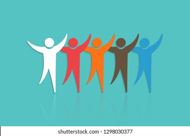 Group of People with raised hands. Concept for Teamwork