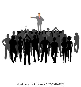 group of people at the rally. group leader. silhouette of people