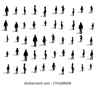 Group of people randomly standing in a distance in order to maintain social distancing