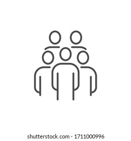 Group Of People Related Vector Thin Line Icon. Isolated On White Background. Editable Stroke. Vector Illustration.
