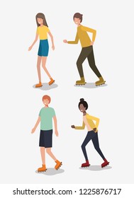 group of people in roller skates