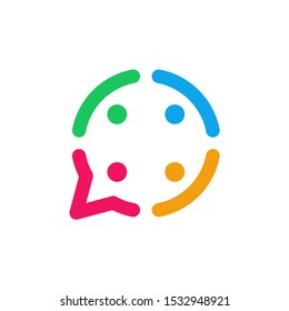 Group people rounded talk logo design vector