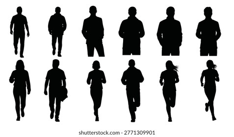 Group of people running in unison