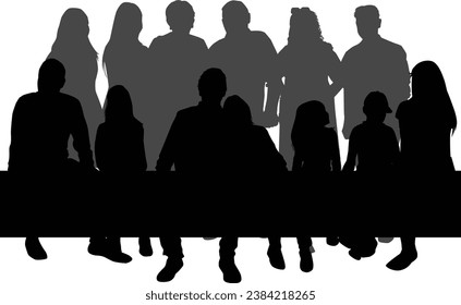 Group of people, set of vector silhouettes.