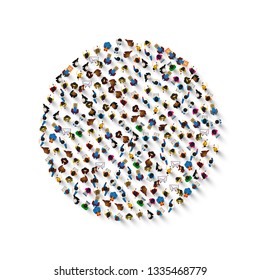 A group of people in a shape of circle icon, isolated on white background . Vector illustration