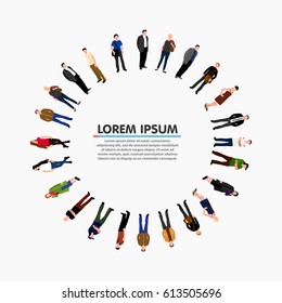 Group of people in the shape of circle. Teamwork concept. Vector illustration