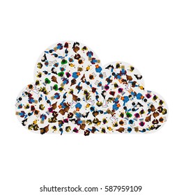 A group of people in a shape of cloud icon, isolated on white background. Vector illustration