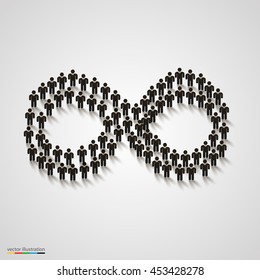 A group of people in the shape of infinity. Concept of business illustration or infinity icon. Vector illustration