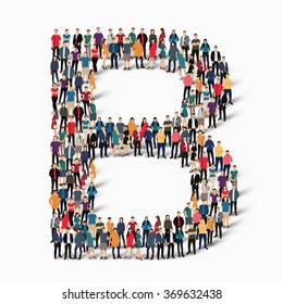 group  people  shape letter B vector