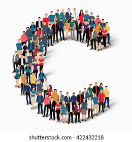 group  people  shape letter C vector