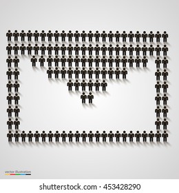 A group of people in the shape of letter. Concept of business illustration or letter icon. Vector illustration