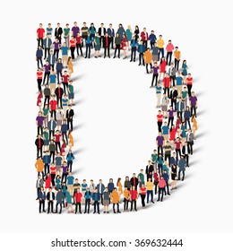 group  people  shape letter D vector