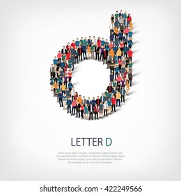 group  people  shape letter D vector