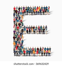 group  people  shape letter E vector