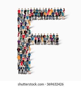 group  people  shape letter F vector