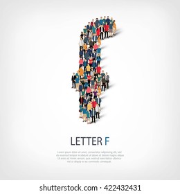 group  people  shape letter F vector