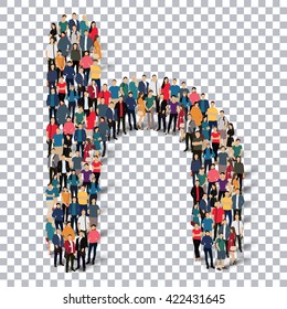 group  people  shape letter H vector Transparency