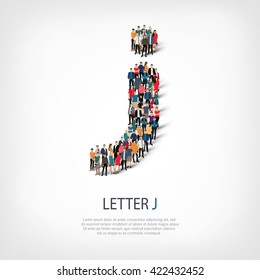 group  people  shape letter J vector