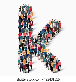 group  people  shape letter K vector