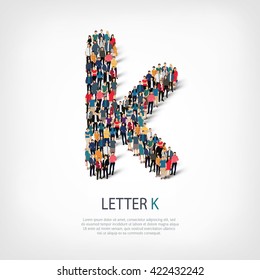 group  people  shape letter K vector