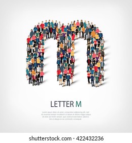 group  people  shape letter M vector