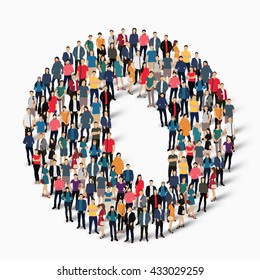 group people shape letter O vector
